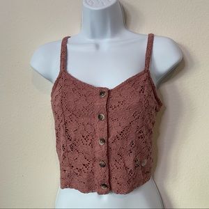 Aeropostale Mauve Lace Button Top